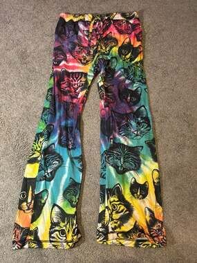 Top Drawer Tie Dye Cat Face Pajama Lounge Pants Size M